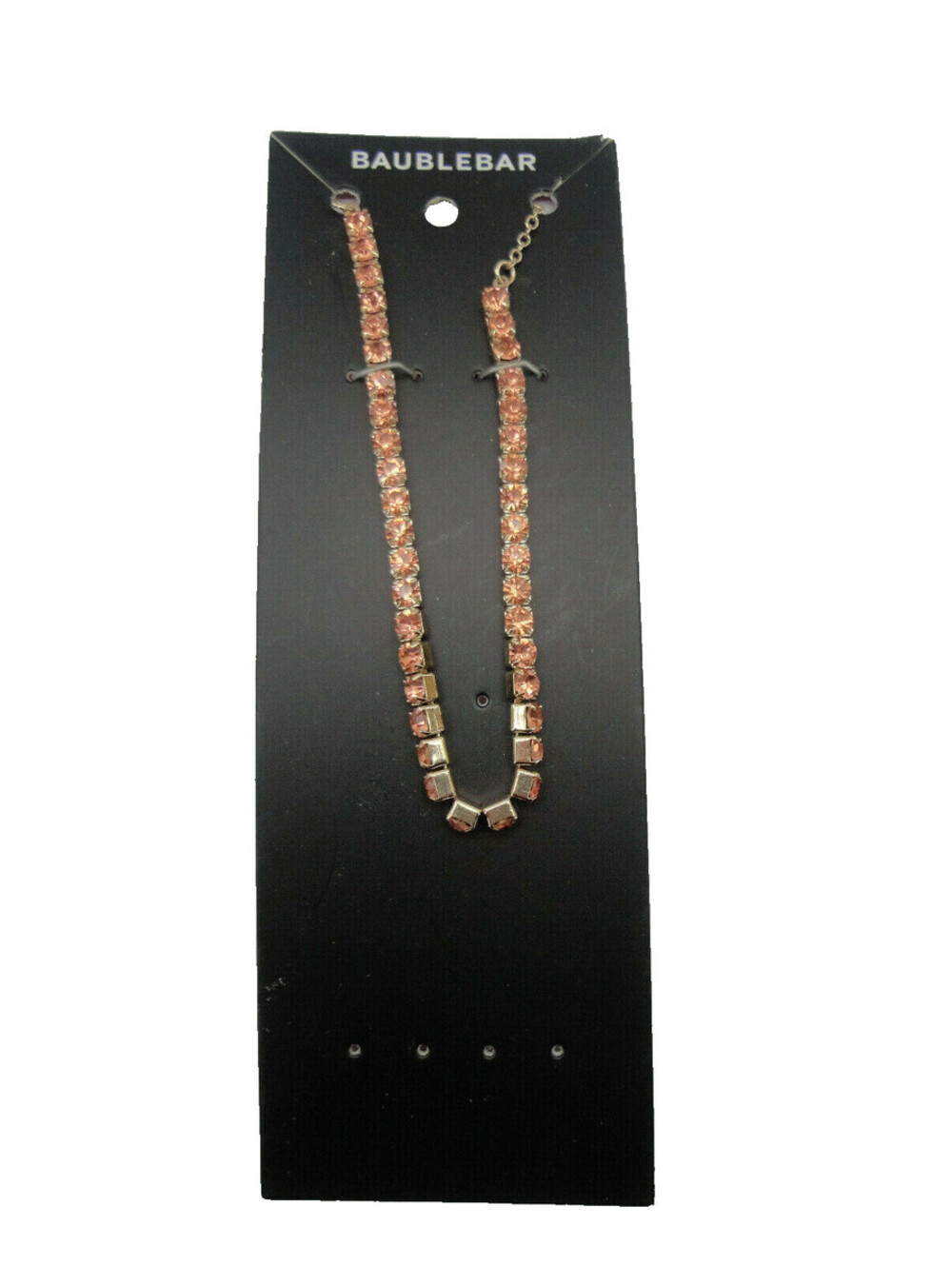Baublebar peach crystal Rhinetsone Necklace Gold Plated chain w/ Lobster Clasp